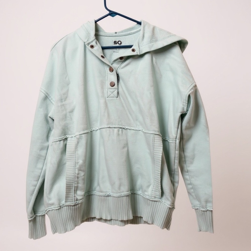 SO The Lounge Life Tunic Pullover Hoodie Light Aqua Size L